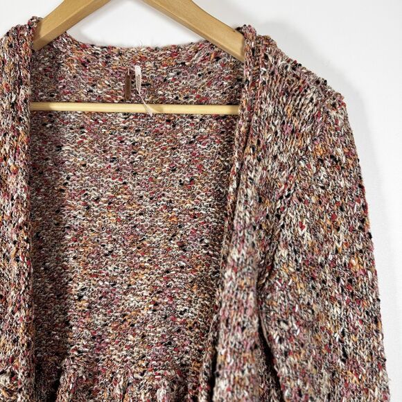 Free People Sweater Womens Small Boho Open Cardigan Button Knit Peplum - Picture 3 of 12